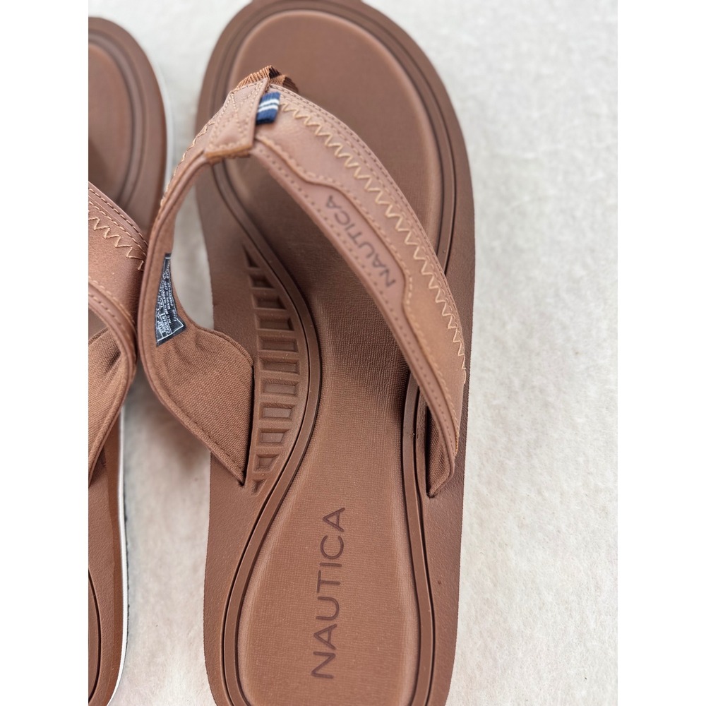 Nautica - Cadman Flip Flop Sandals Zigzag Stitch - Brown - 12 - Mens - Picture 1 of 5
